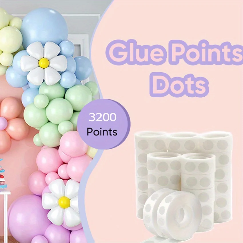 3200 шт. клеевые наконечники, двусторонние клеевые наконечники, липкие точки для воздушных шаров для поделок, свадебных украшений, фотосъемки (32 рулона)