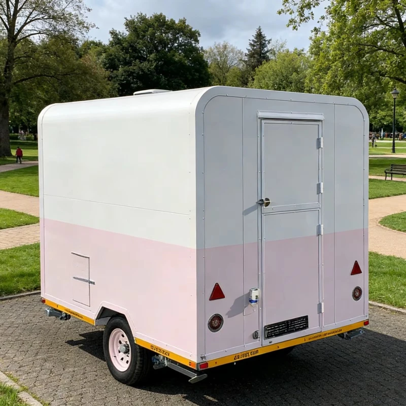 Mobile Food Truck Commercial Rust-Resistant Stainless Steel Food Trailer, Fully Equipped, Customized for Coffee and Ice Cream