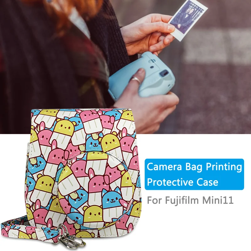 Clássico ombro caso da câmera saco da câmera impressão caso protetor para fujifilm mini11 bolsas fotografia saco da câmera