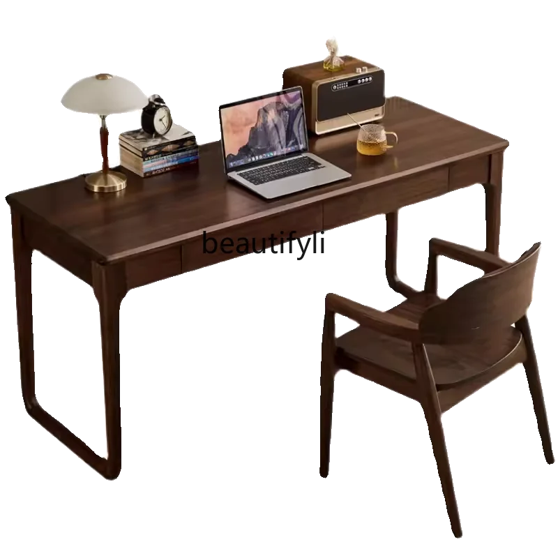 

Black walnut solid wood Chinese style, desk study table, desk small apartment computer desk home writing