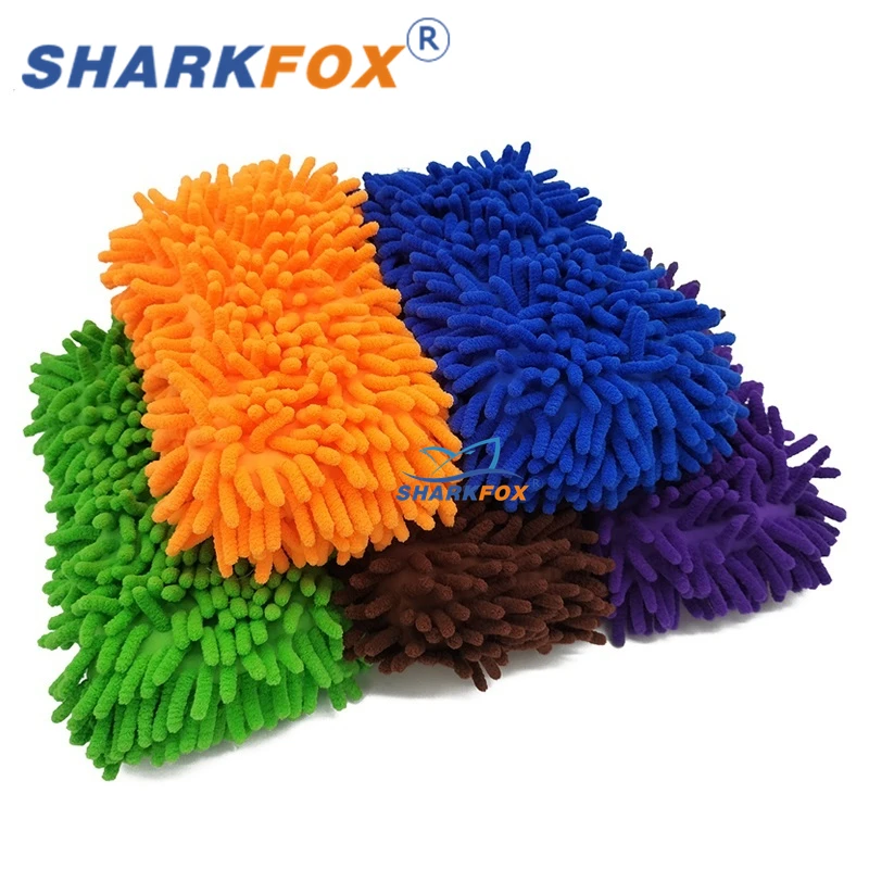10pcsBlue Microfiber Chenille Car Wash Sponge Care Washing Brush Pad Cleaning Tool Auto Washing Towel Gloves Styling Accessories
