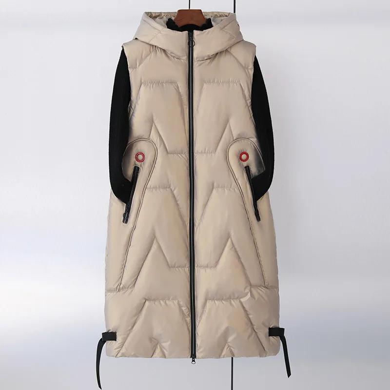 022 New Female Vest Down Cotton-padded Jacket Long Autumn and Winter Fashion Hooded Casual Vest Jacket Winter Jacket Women