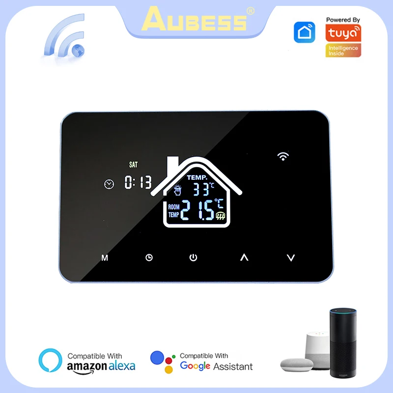 

Aubess Smart WiFi Thermostat 4.3 Inch Color Screen Electric Floor Heating Water/Gas Boiler Temperature Controller For Tuya Alexa