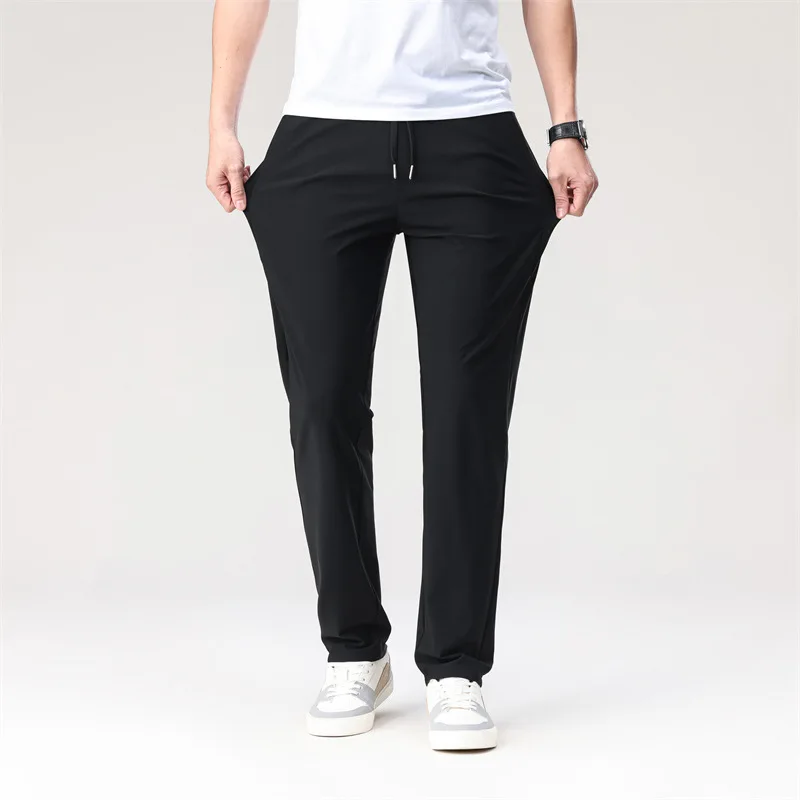 Men's Summer 2026 Summer New Elastic Elastic Waist Milk Silk Straight Pants Men's Casual Pants