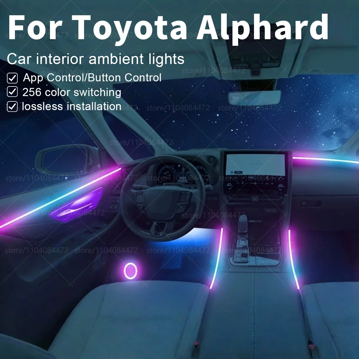 

For Toyota Alphard 22in1 RGB Car Interior Acrylic Car Ambient Lights RGB Hidden Acrylic Strip Decoration Atmosphere Accessories