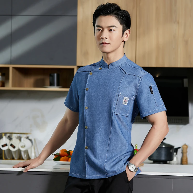 Professional Kitchen Jacket Chef Uniforms  Summer Hotel Cooking Shirt Cafeteria Cook Waiter Costume Bakery Hairdresser Overalls