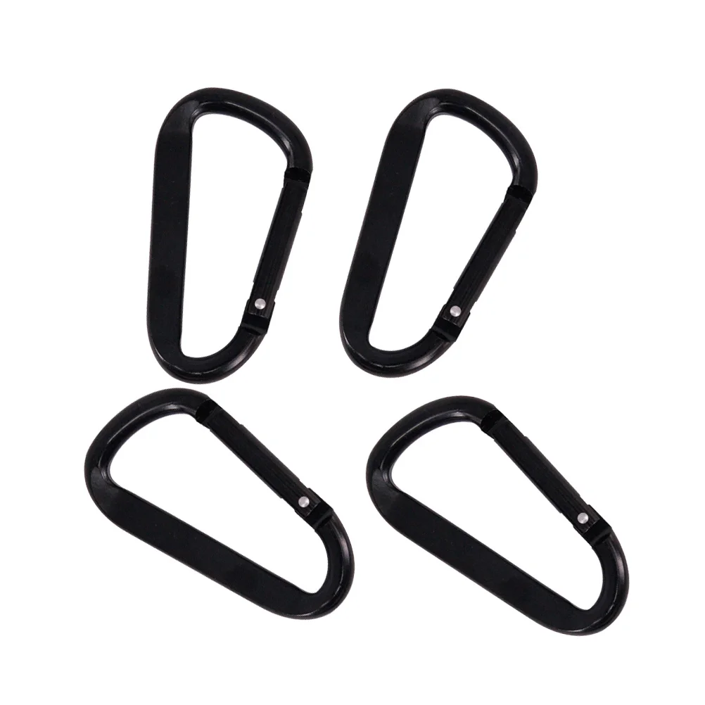 

4pcs Aluminum Black Carabiner Clip For Camping Hiking Travel Hammock Keychain Camping Carabiner Outdoor Gear Locking Hook