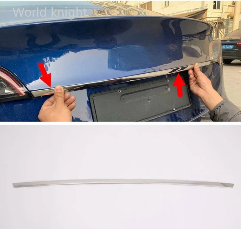 

Аксессуары для автомобиля Tesla Model 3 2018-2021, хромированная декоративная панель для заднего багажника из нержавеющей стали с логотипом, полоса, накладка, 1 шт.