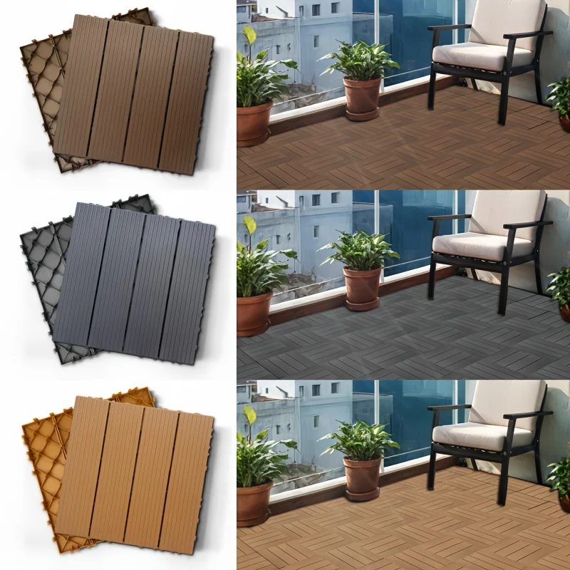 35-Pack Composite Deck Tiles - Waterproof, Rustproof, All-Weather Interlocking Flooring for Patio, Deck, Balcony  Indoor/Outdoor