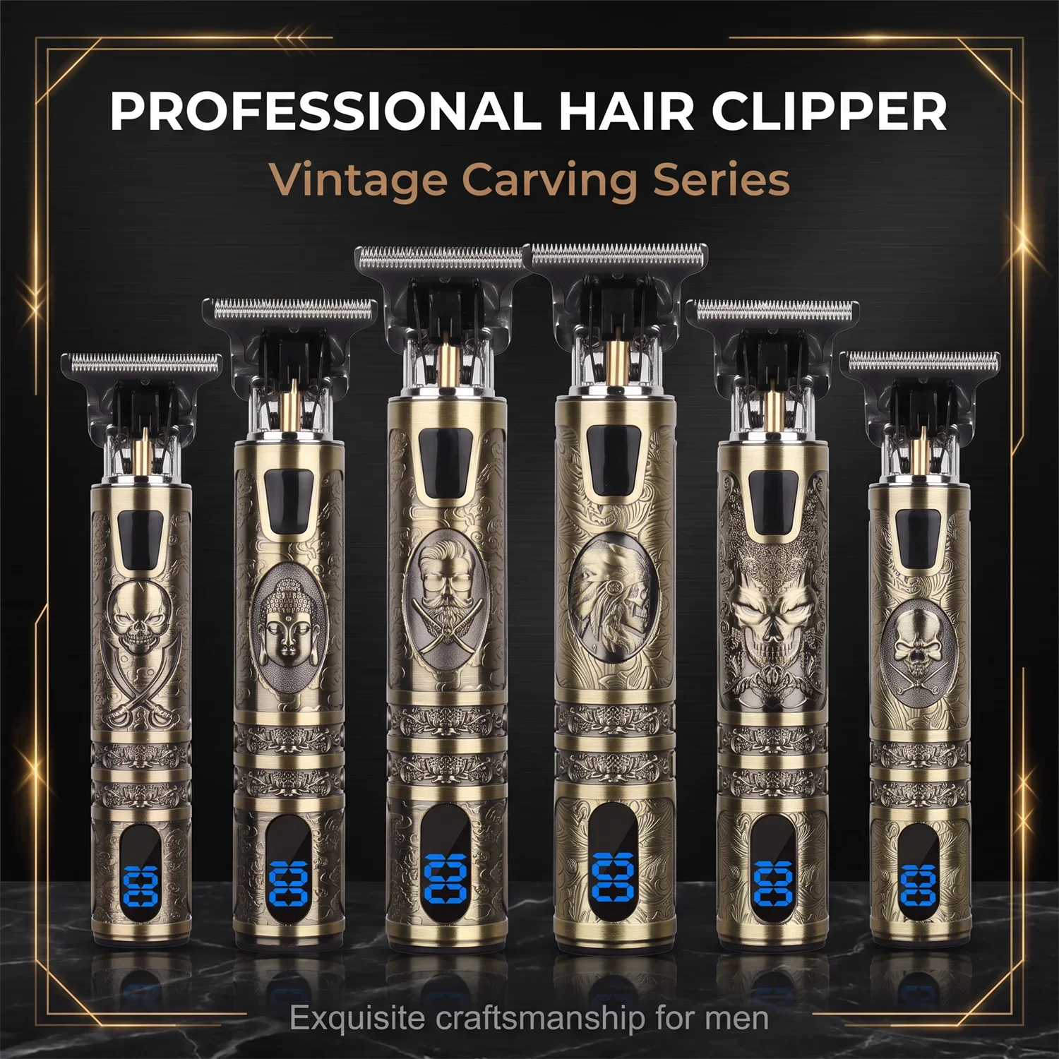 Professional Men's Electric Hair Clipper with LCD Display, USB Rechargeable for Faded Haircuts, Barber-Grade Trimmer