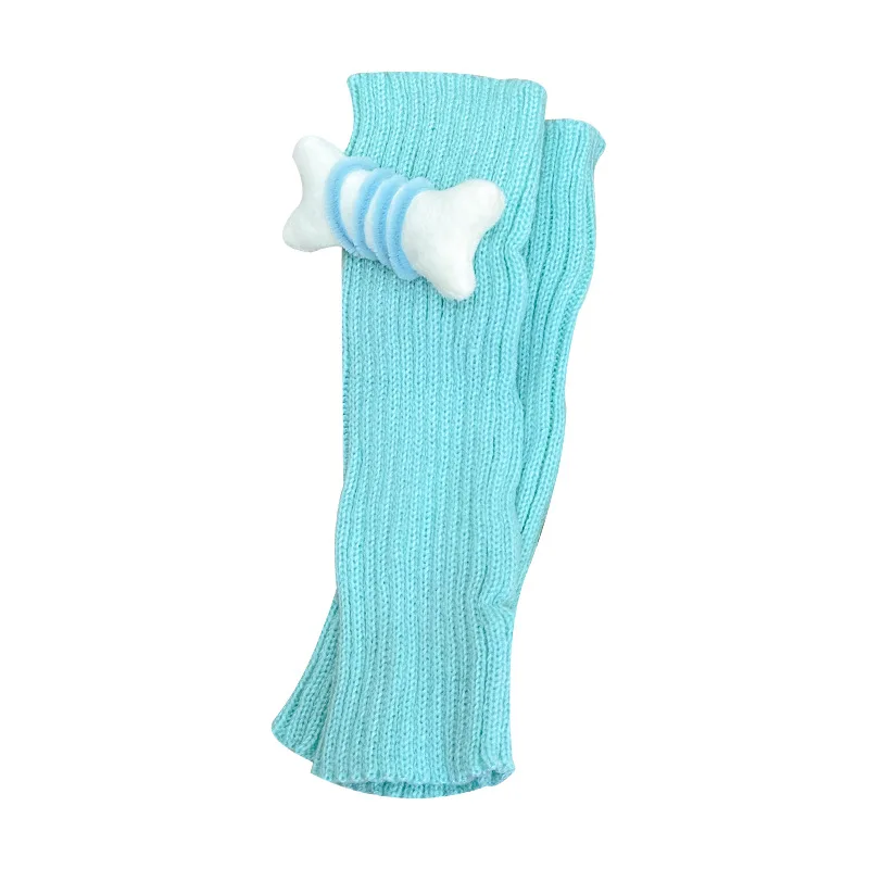 2024 27cm 42cm Socks Suit For Children Girl Cute Fashion Leg Warmers With Bone Pattern Decoration Color Light Pink Blue White