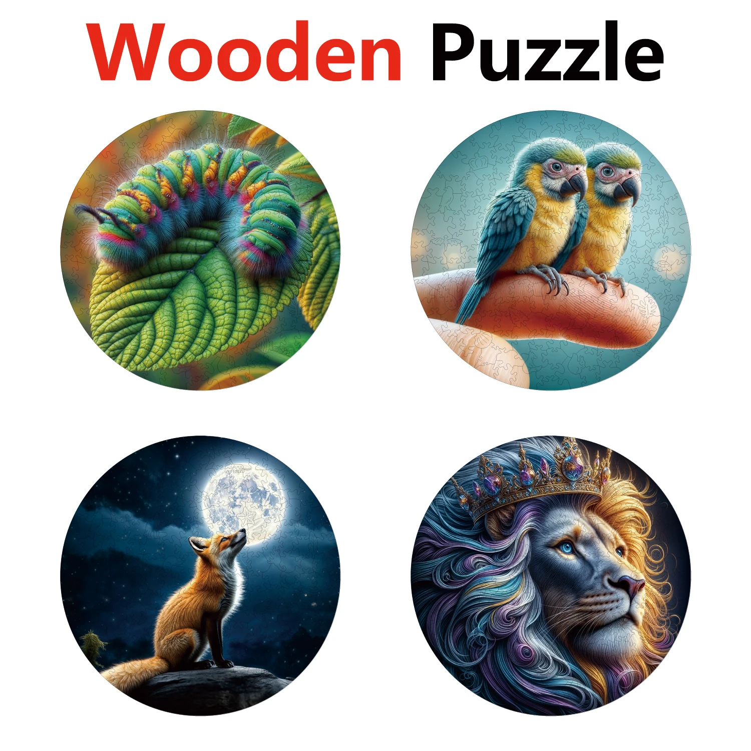 

Caterpillar Parrot Wolf Lion Animal Puzzles High Quality Jigsaw Puzzle Wooden Puzzle Best Christmas Gift