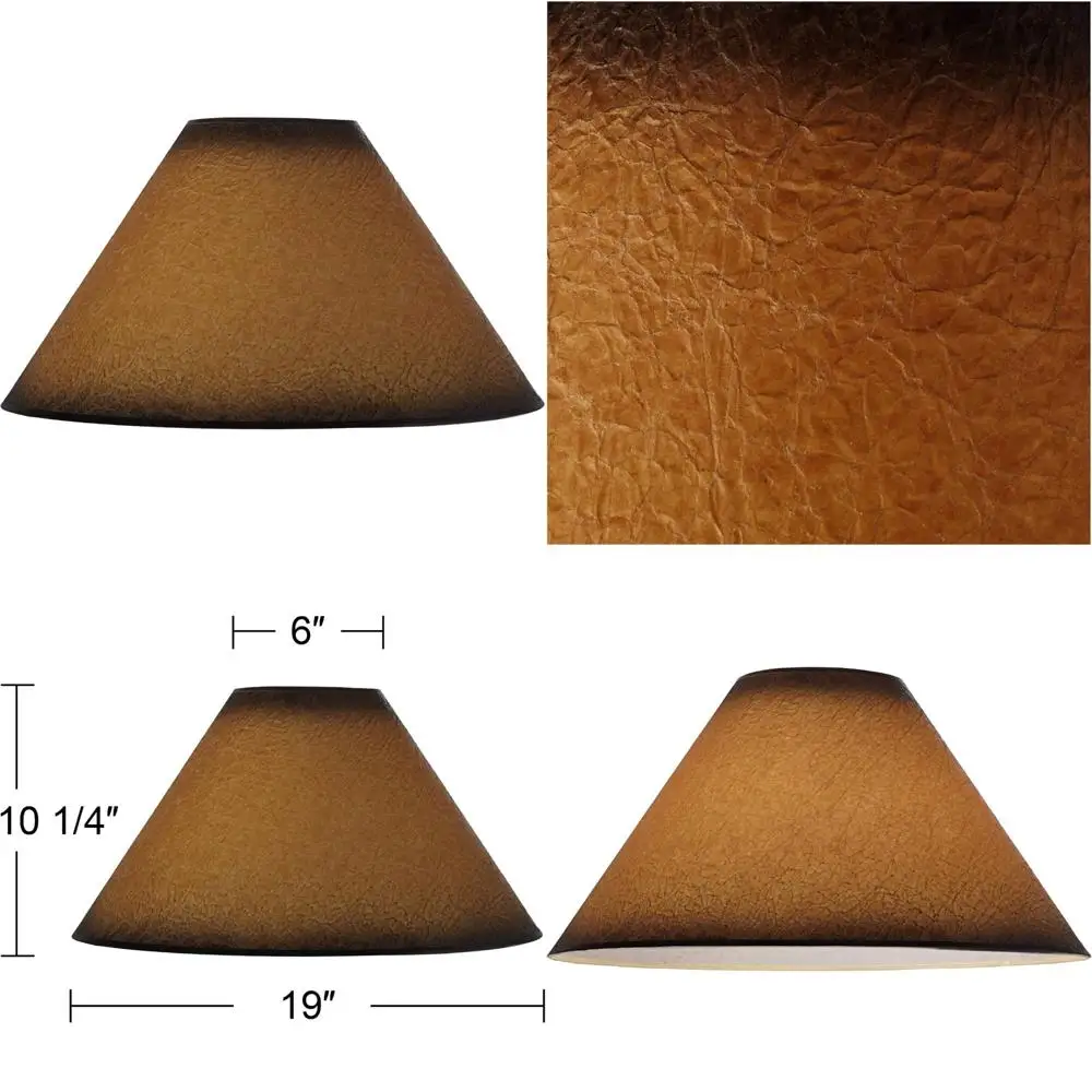 

Large Distressed Faux Paper Lamp Shade Replacement with Harp and Finial, 6 Top x 19 Bottom x 12 Slant x 10.25 High, Spring Seaso