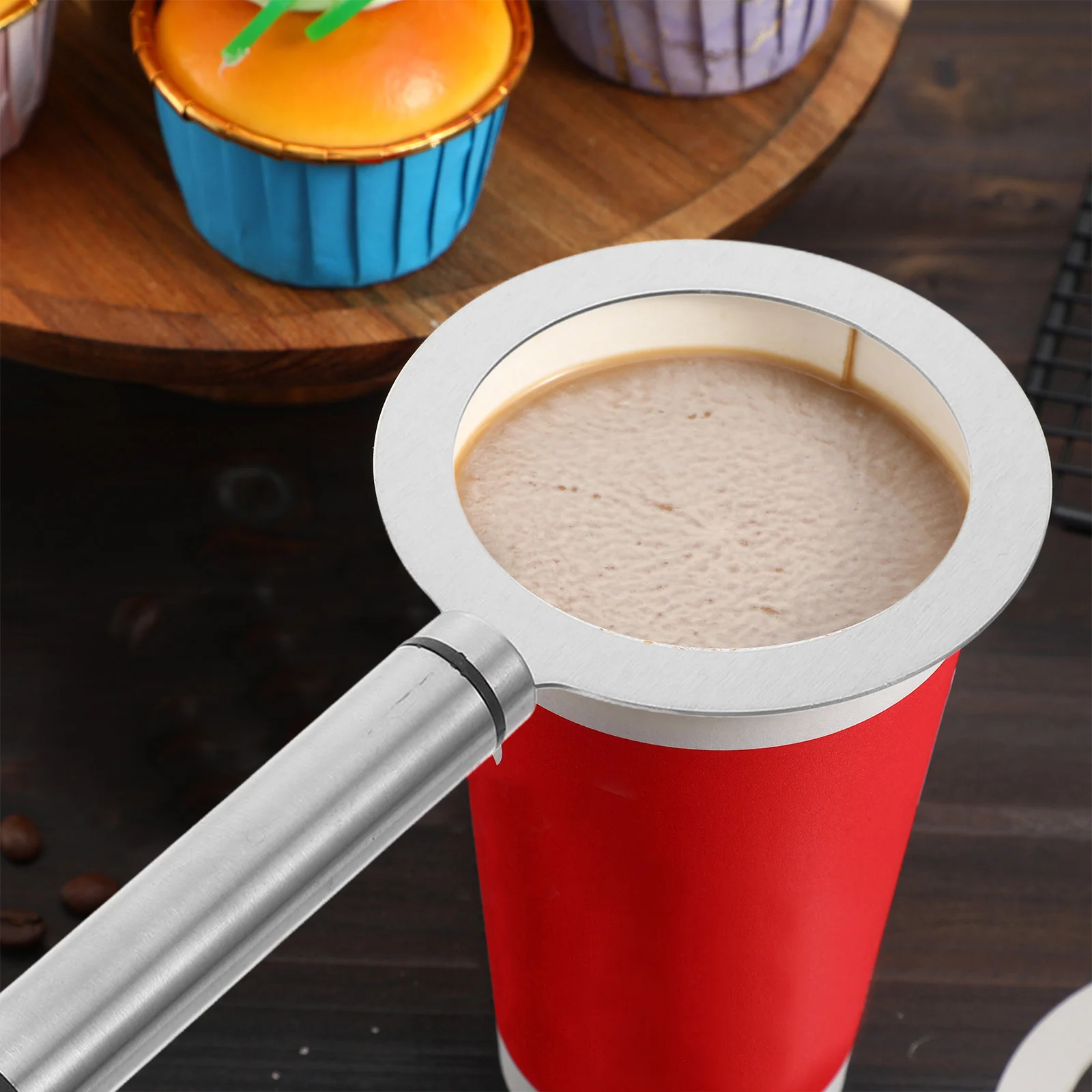 

Stainless Steel Brulee Rings Milk Cup Protector Creative Milk Tea Making Tools Dessert Shop Baking Rings Scald- Proof Cup Cover