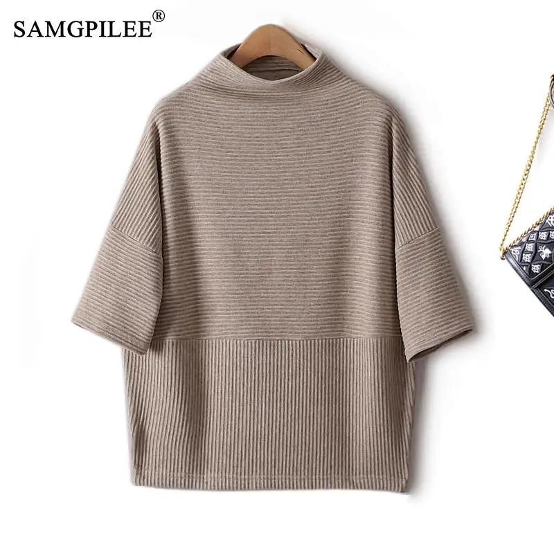 

Sweater Woman Winter 2022 New Half Turtleneck Raglan Sleeves Knitted Pattern Slim Top Koran Fashion Winter Clothes Women 4XL