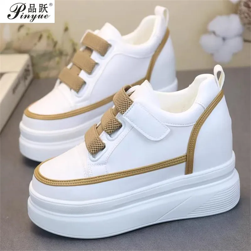 size 34 40 white hidden wedge 10cm heel slippers casual shoes wedge high platform shoes Woman high heel Vulcanized shoes