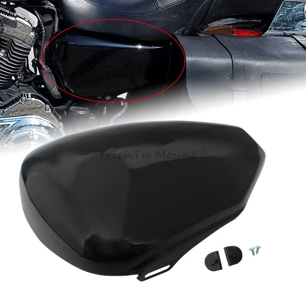 Motorcycle Battery Left Side Cover ABS Clips Glossy Black Fit For Harley Sportster Iron XL883N 2009-2013 Accessories