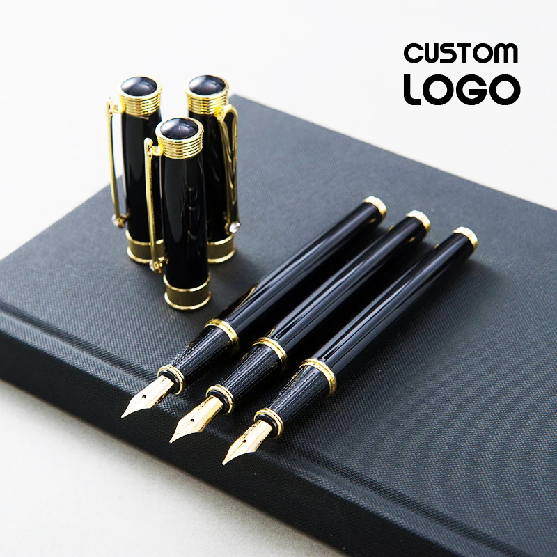 

Customized LOGO Metal Simple Luxury Fountain Pen Personalized For Writing Business Signature Student Calligraphy Office Supplies