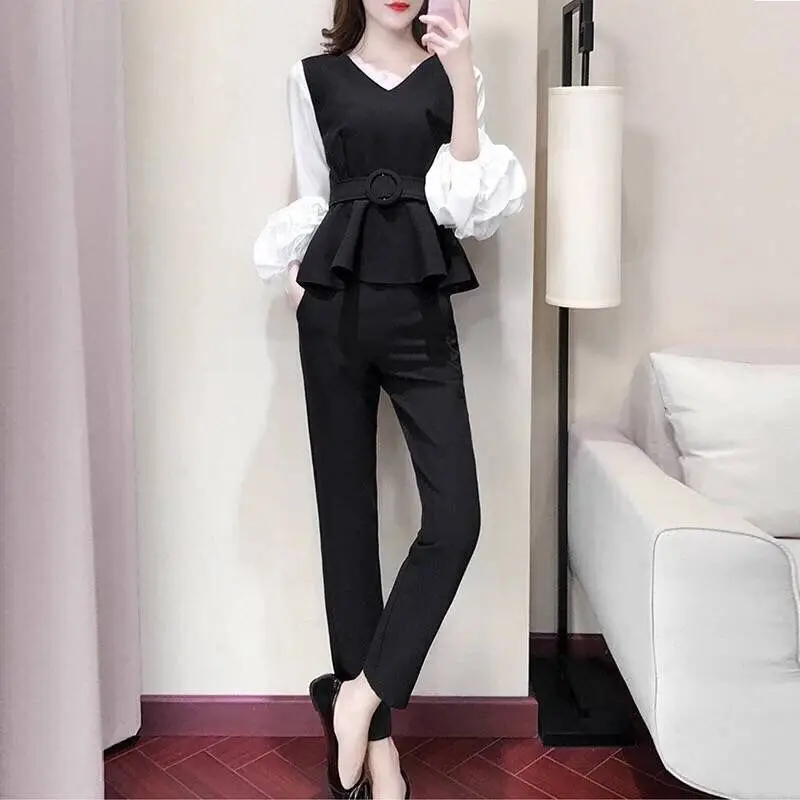 ชุดสูทผู้หญิงไซส์ใหญ่ แฟชั่นใหม่ ทรงเข้ารูป ชุดทำงานสองชิ้น