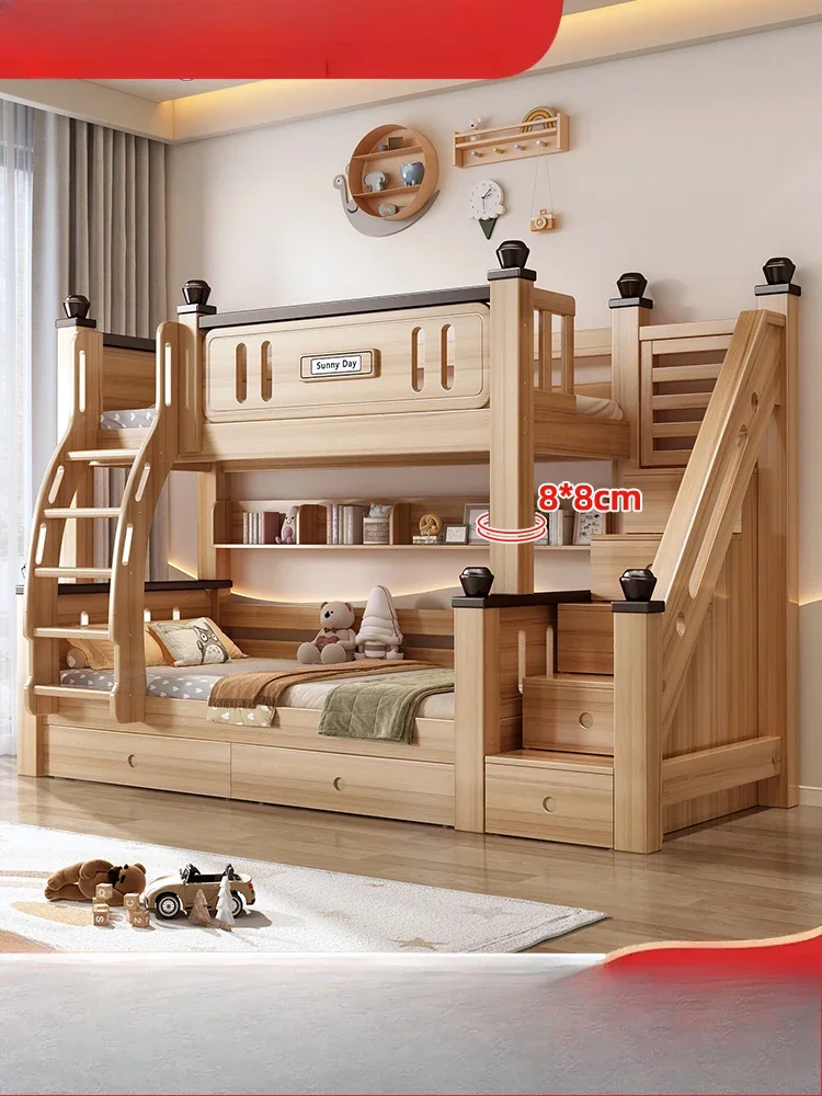 Upper and lower bunk beds Liriodendron upper and lower beds can be split into two-layer mother-child beds Multifunctional childr