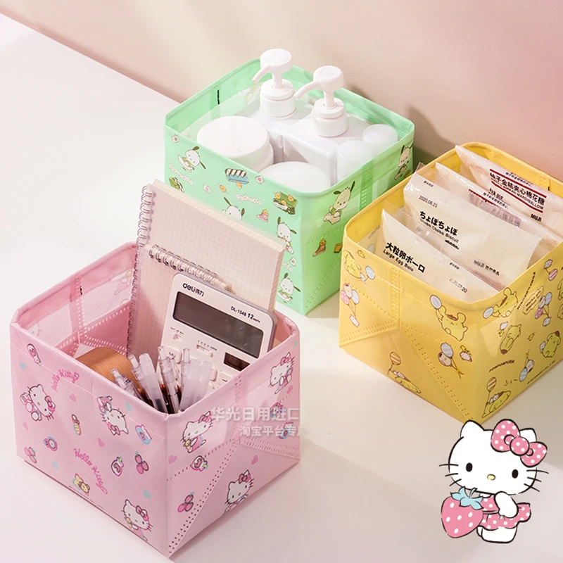 

Cartoon Square Foldable Sanrio Hello Kitty Storage Box Cosmetics Storage Box Desktop Miscellaneous Stationery Organizing Box