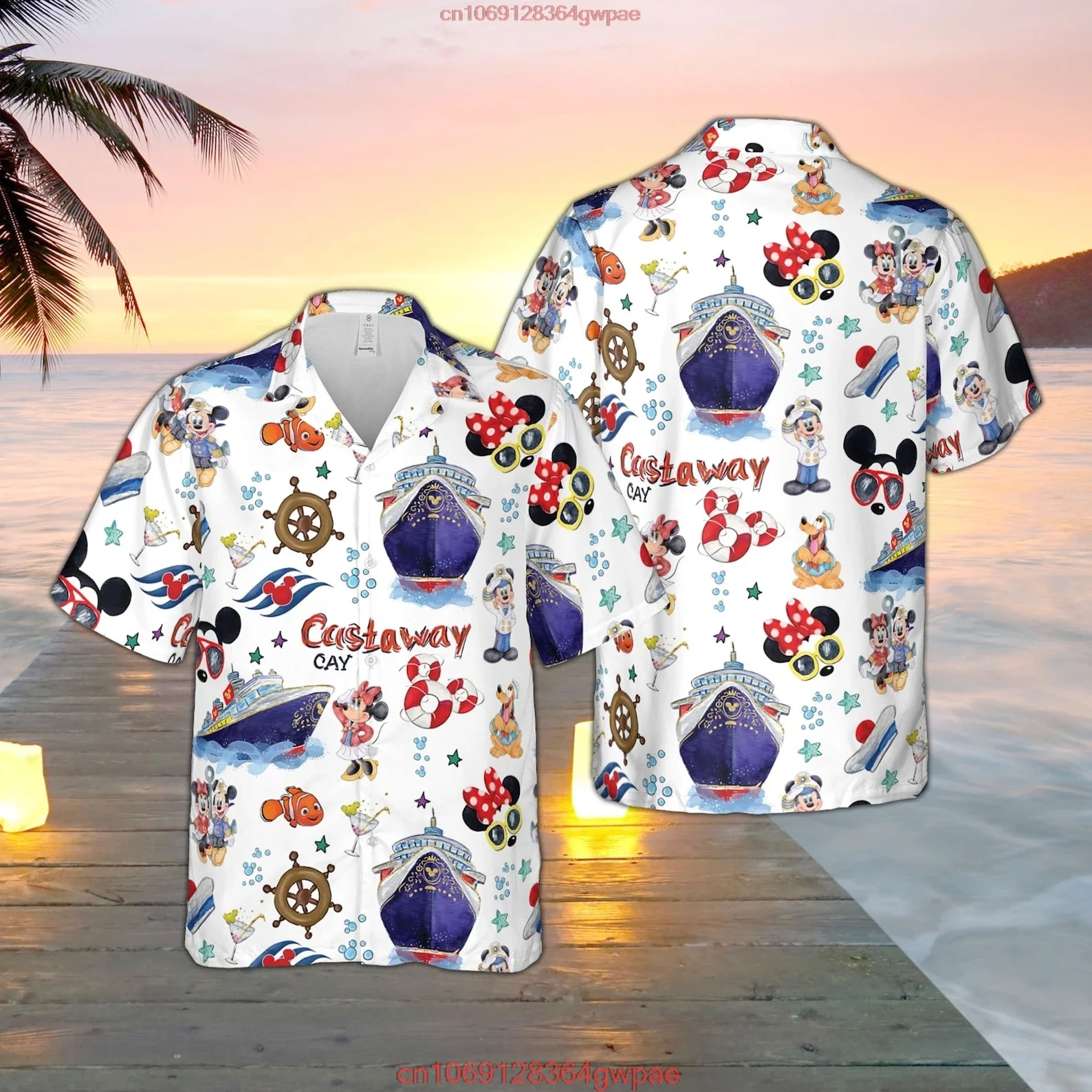 Disney Cruise Hawaiian Print Shirt Men's Women's Fashion Button Short Sleeve Shirt Disney Cruise Mickey Hawaiian Shirt for Men