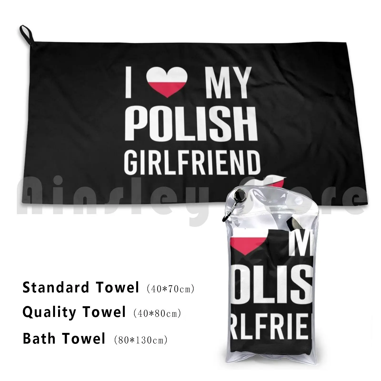 I Love My Polish Girlfriend Beach Towel Quick Dry Quality Towel Polish Polska Poland Girl Girlfriend Wife Women Woman