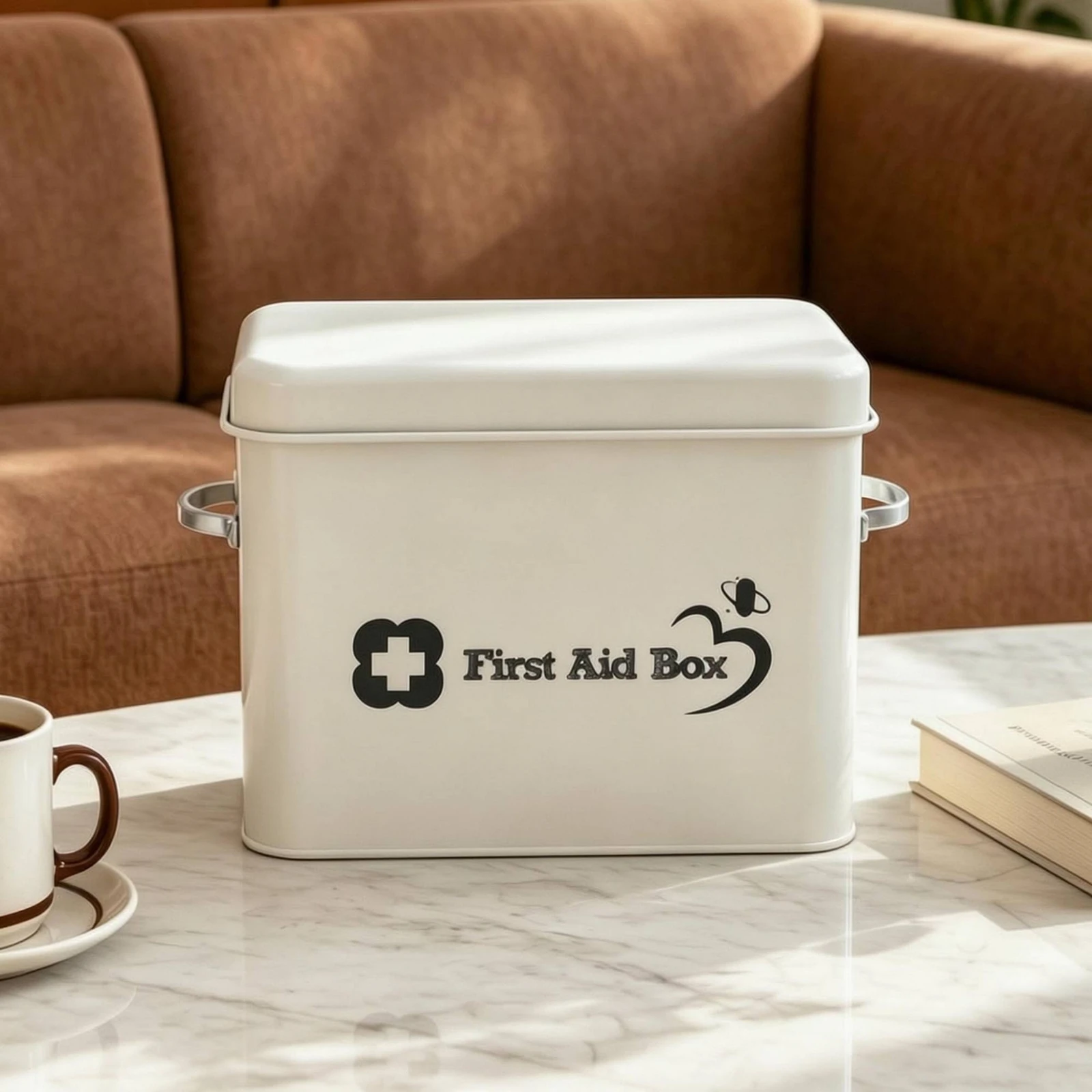 Metal First Aid Box Printed Graphics First Aid Storage Box Supply Organizer Polished Finish Moisture Resistant