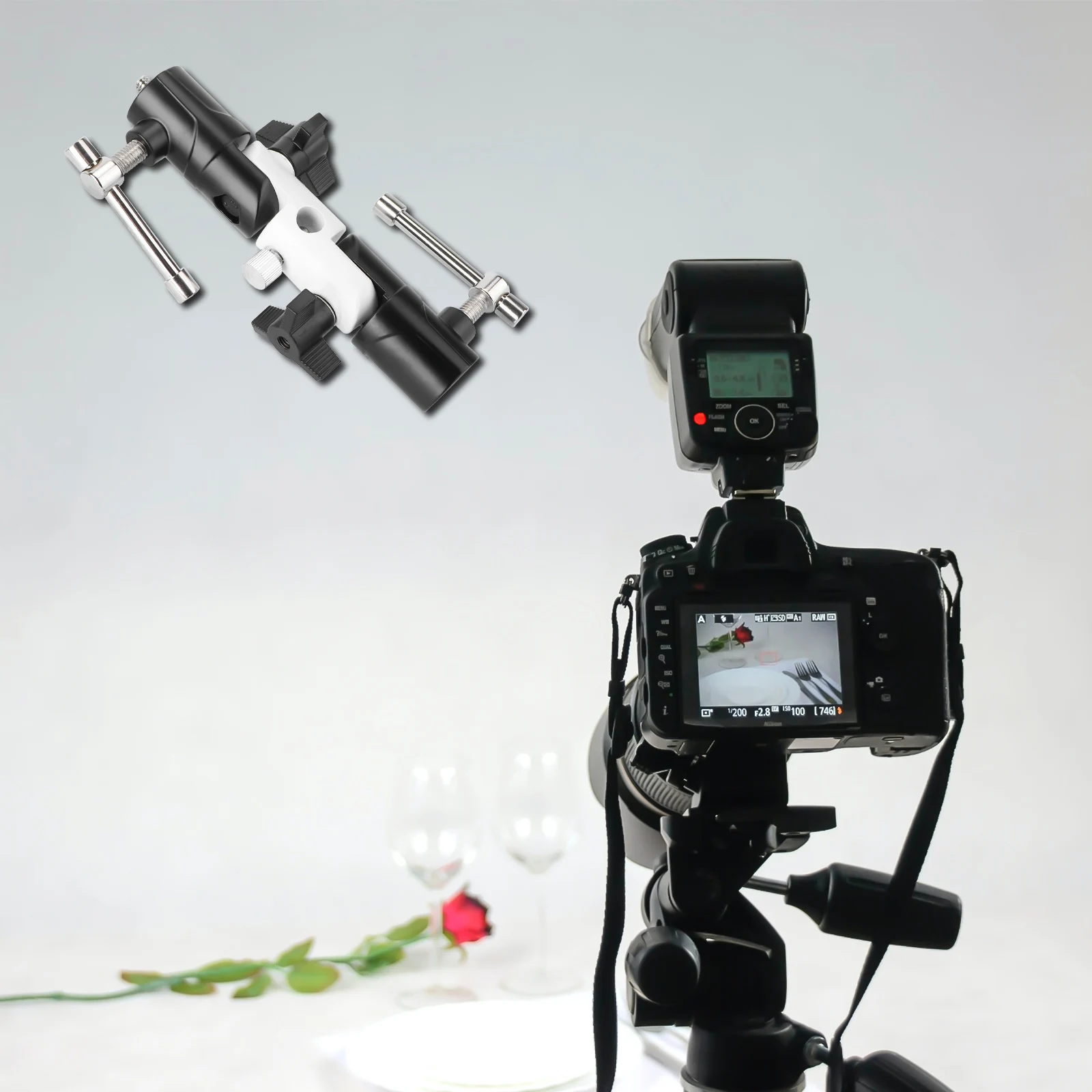 

1pc Adjustable Flashlight Holder 3-section Aluminum Alloy U-shape Stand Independent Bracket Photography Accessories Lightweight