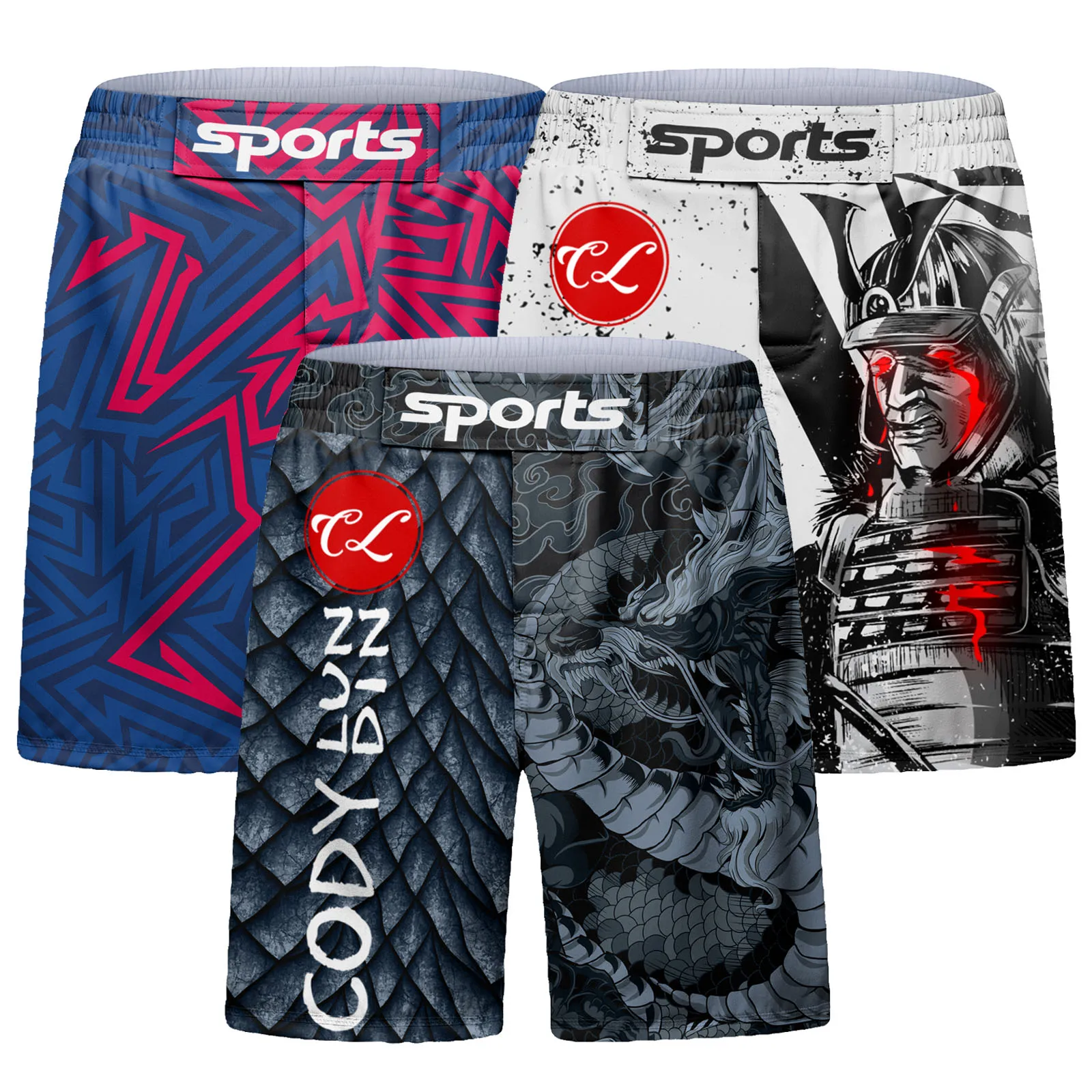 Cody Lundin Mens MMA Training Boxing Shorts Fight Wear with Drawstring Sport Muay Thai Shorts Sublimation MMA Clothes