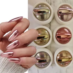 6 Colors Metallic Mirror Chrome Nail Powder Rose Gold Champagne Nail Powder Holographic Pigment Chameleon Glitters Manicure Dust