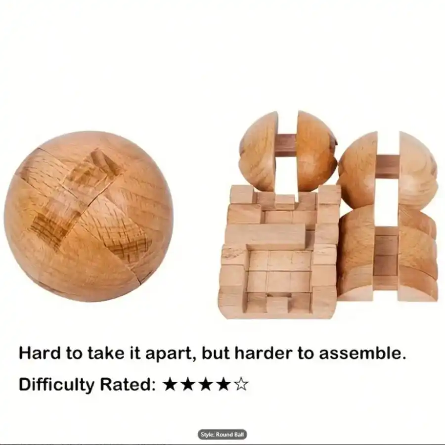 Casse-tête en bois à emboîtement pour adultes et enfants, jouet de jeu de puzzles, boule IQ, Kong Ming Lock, Lu Ban, Burr, 3D