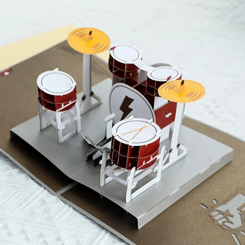 3D Instrument Drum Greeting Card with Envelope Expressing Gratitude Drop shipping