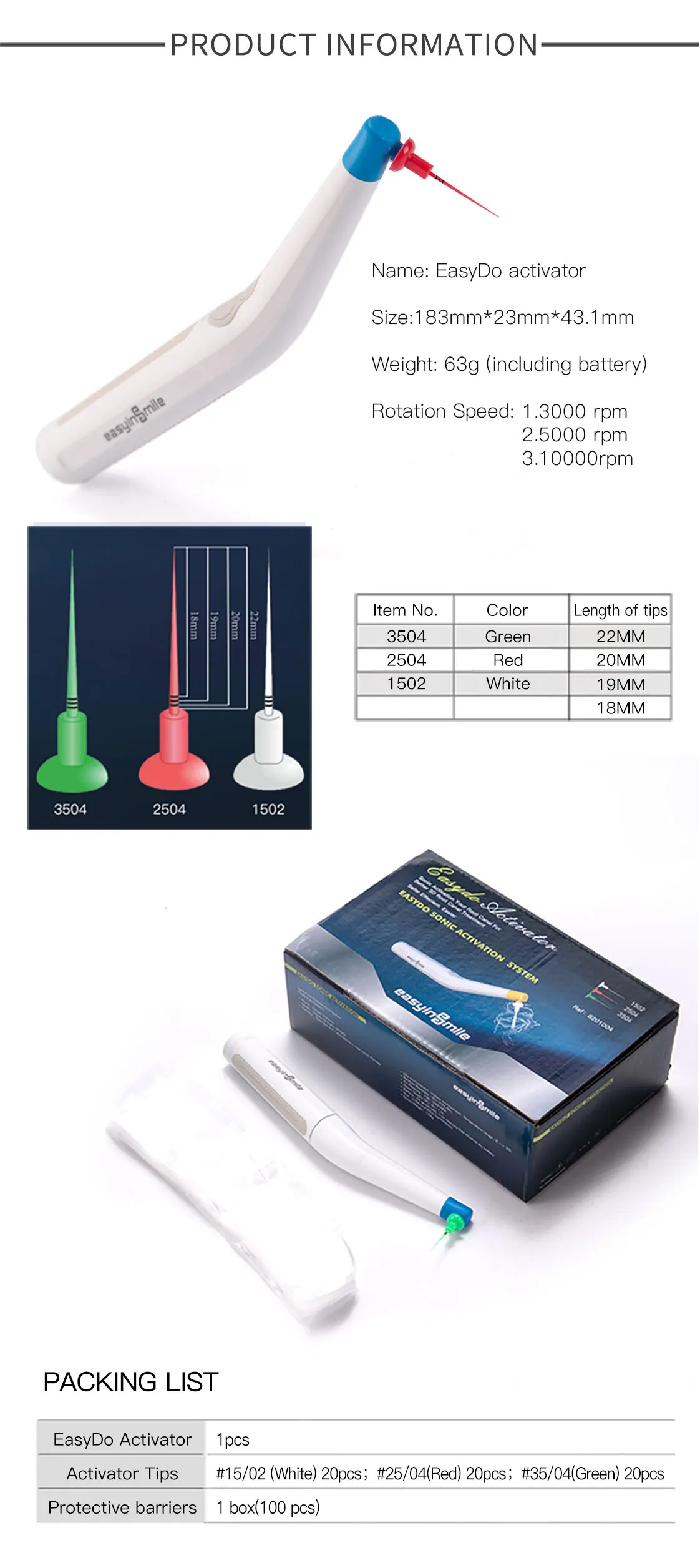 Easyinsmile Endo Activator Dental Sonic Irrigator Endodontica Odontológico Root Canal cement Bioceramic Sealer Composite Filling