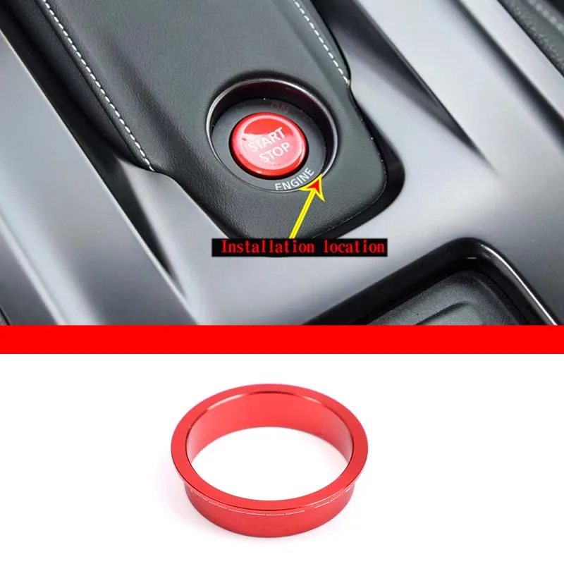 For 2008-2016 Nissan GTR R35 aluminum alloy red car engine one key start ignition outer ring cover sticker car interior parts