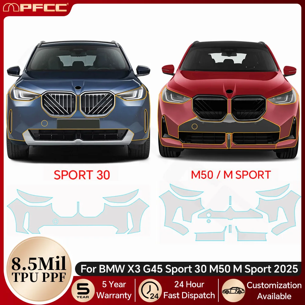 

8.5Mil TPU Paint Protection Film For BMW X3 G45 Sport 30 M50 M Sport 2025 Pre-cut PPF Bra Car Body Clear Anti-scratch Resistant