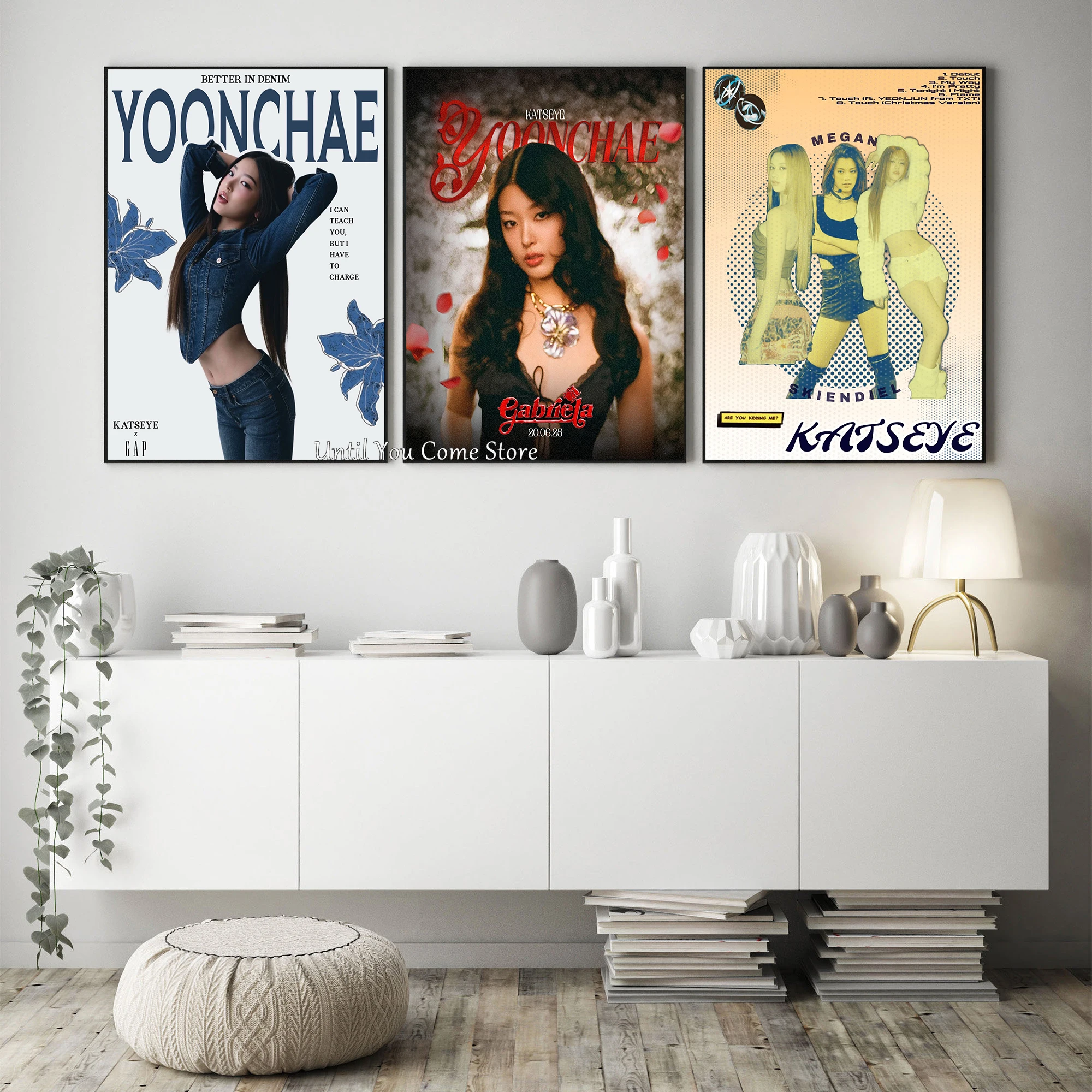 K-KATSEYE Series Vintage Poster Print Canvas Pictures Home for Living Room and Bedroom Wall Modern Decor Frameless Painting