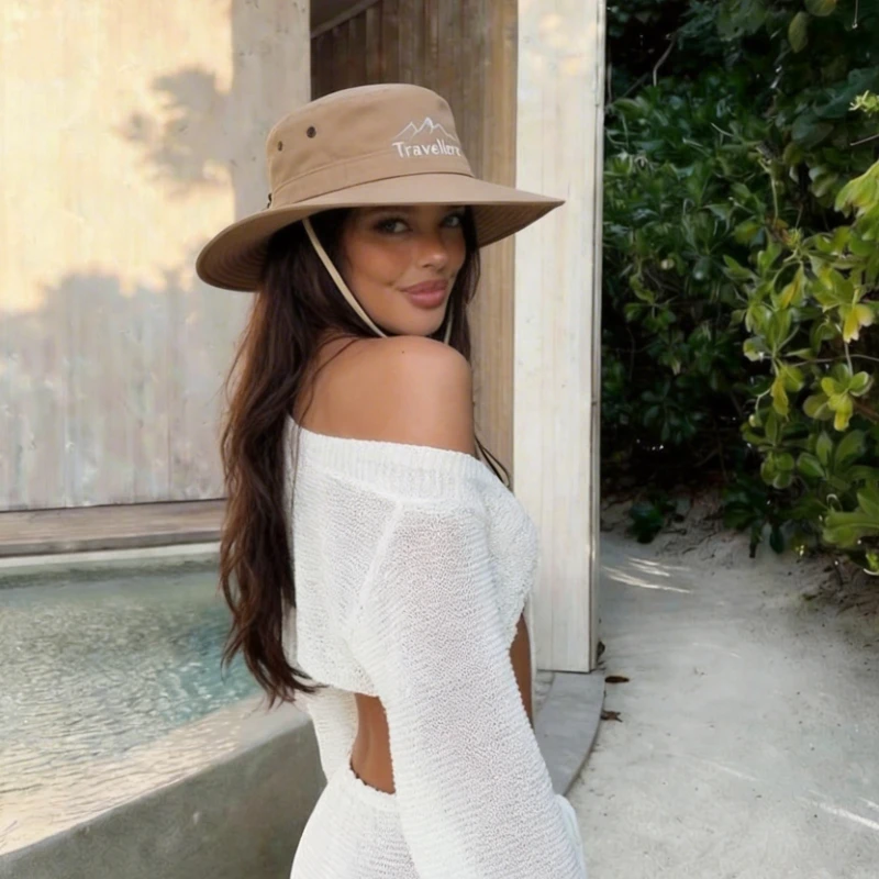 1pc Summer Bucket Hat for Women Fisherman Cap Fishing Outdoor Sun Shade Big Brim Panama Hat Sunscreen Riding Hiking Sun Hats