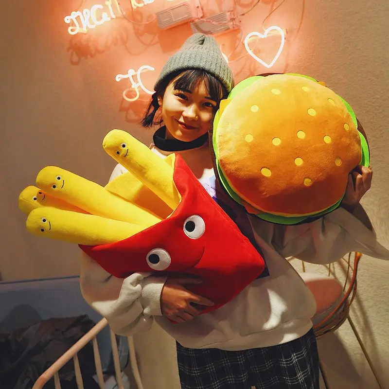 Hamburg French Fries Plush Snacks Pillows Foodies Cute Dolls Girls Sleeping Cushions Creative Birthday Gifts