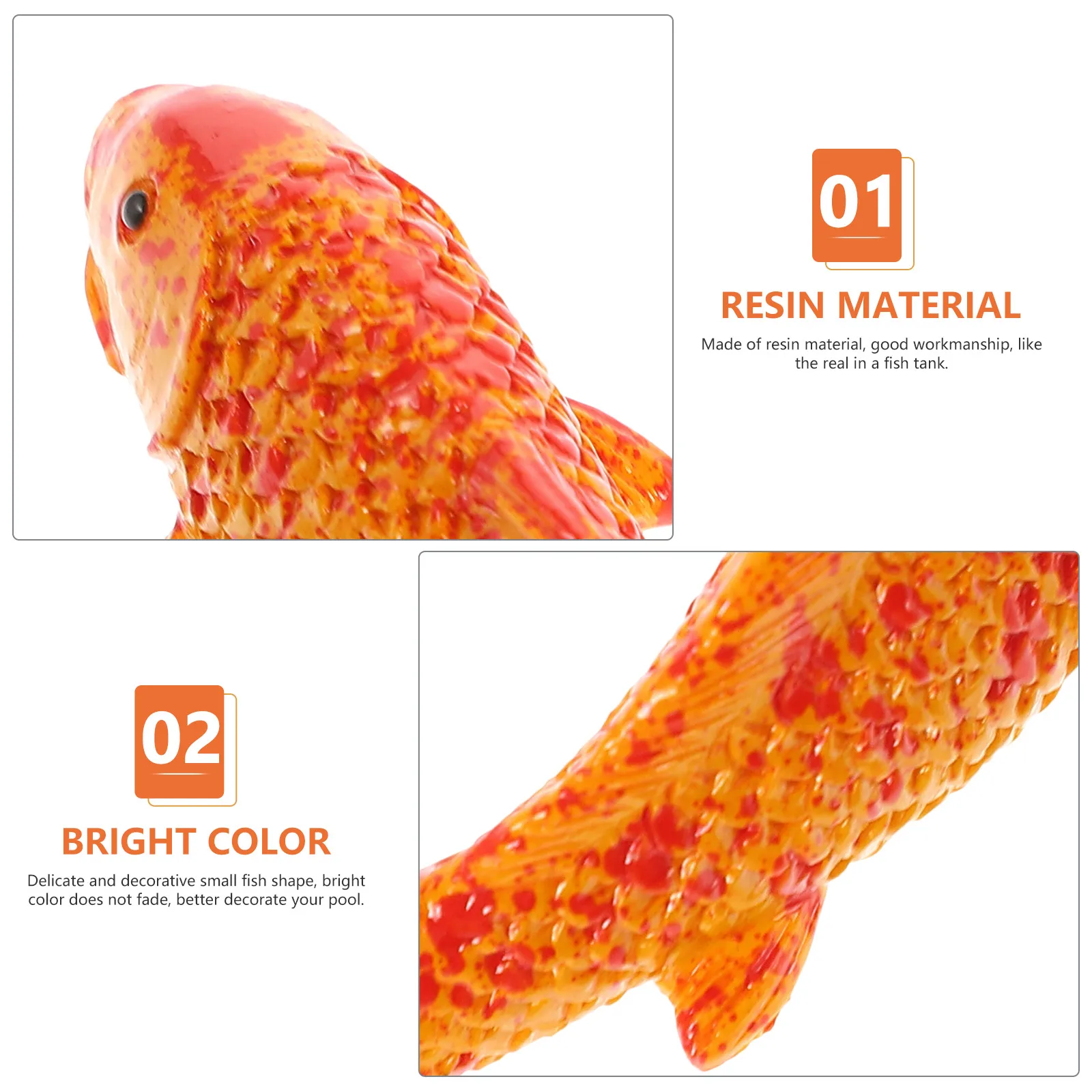 

5Pcs Resin Koi Decorative Fish Bright Non-Fade Compact Figure for Aquarium Tank Floating Fish Habitat Simulation Home Office Use