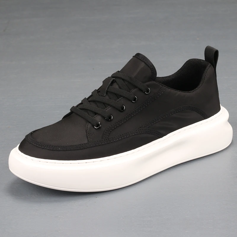 

Men's round head breathable canvas men's shoes trend low top casual thick sole fashion lace-up everything board shoes