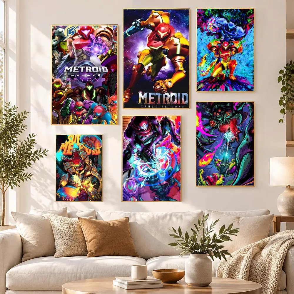 Game Gaming Fantasy Classic Metroid Poster HD Waterproof PP Self Adhesive Aesthetic Bedroom Dorm Gaming Room Home Decor Gift
