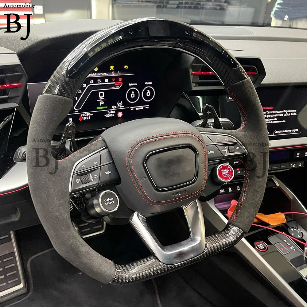 Carbon Fiber LED Steering Wheel Fit For Audi A3 A4 A5 Q3 Q4 Q5 Q7 RSQ3 RSQ4 RSQ5 RSQ7 8Y 2021-2023 Model Customized