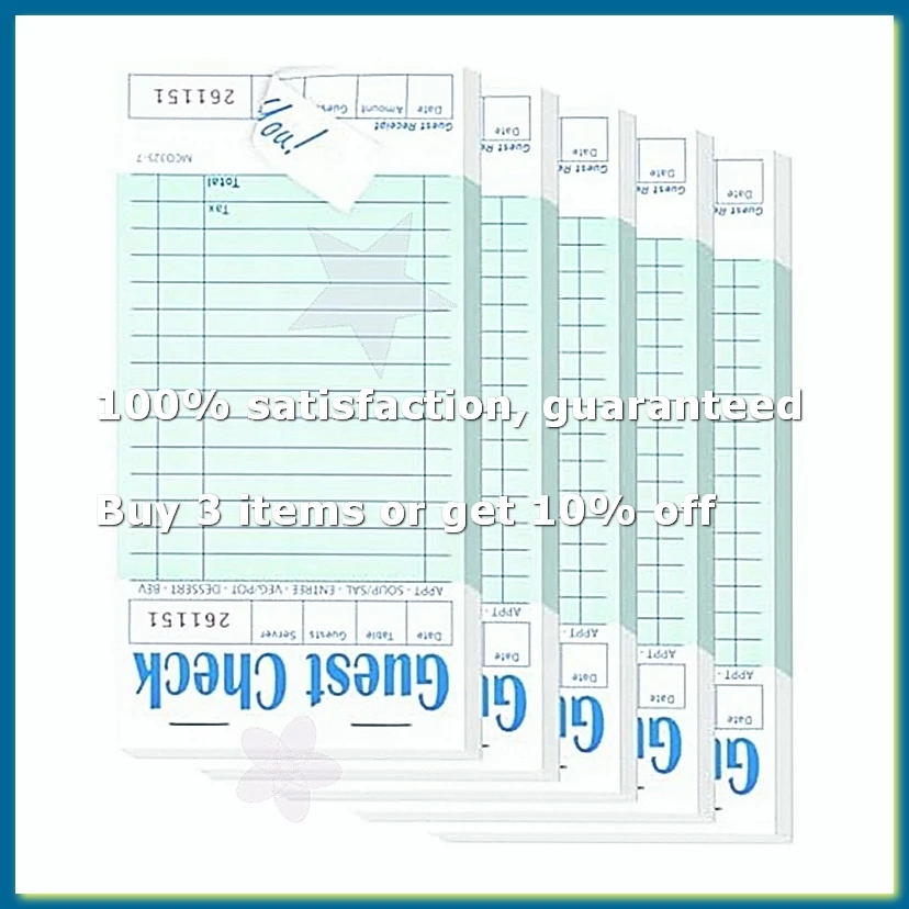 5 Pack Guest Check Books, Server Note Pads for Restaurant, Green Waiter Checkbook, Restaurant Order Pad 50 Sheets/Pack-AD33