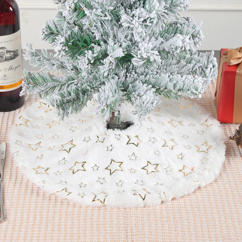 

16 inch 40 cm Christmas Tree Skirt Desktop Christmas Tree Base Decoration Plush Sequins Cute Star Tree Skirt Christmas Ornaments