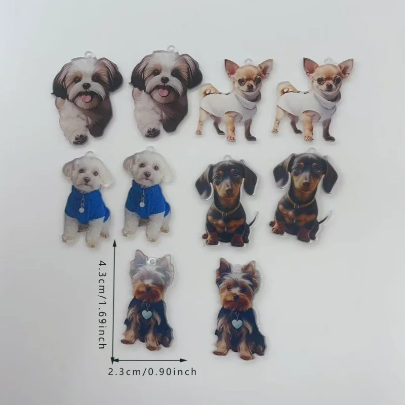 10 pieces of resin cartoon small dog animal pendant bracelet necklace earrings DIY jewelry making accessories view 6