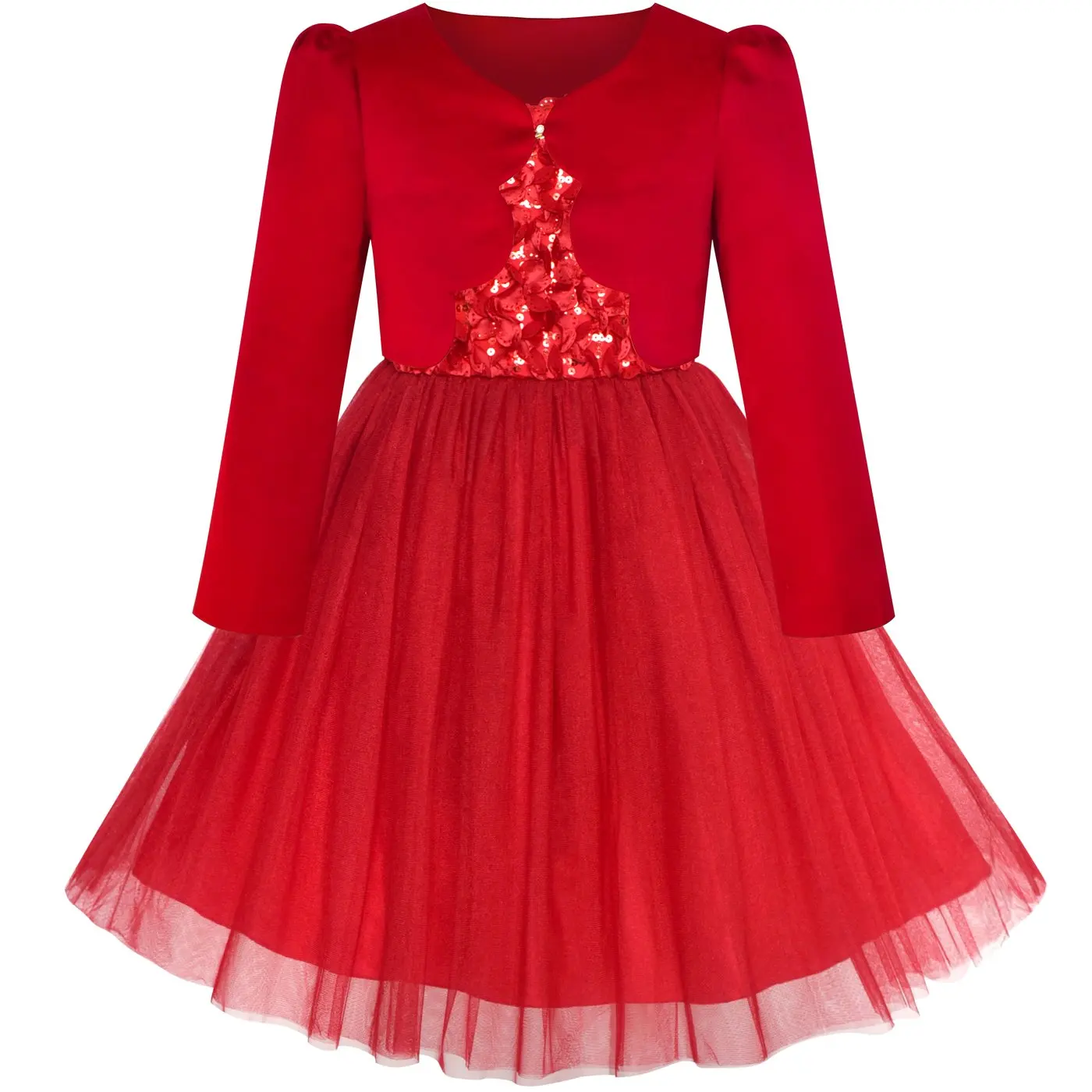 Flower Girls Dress Red Long Sleeve Shrug Bolero