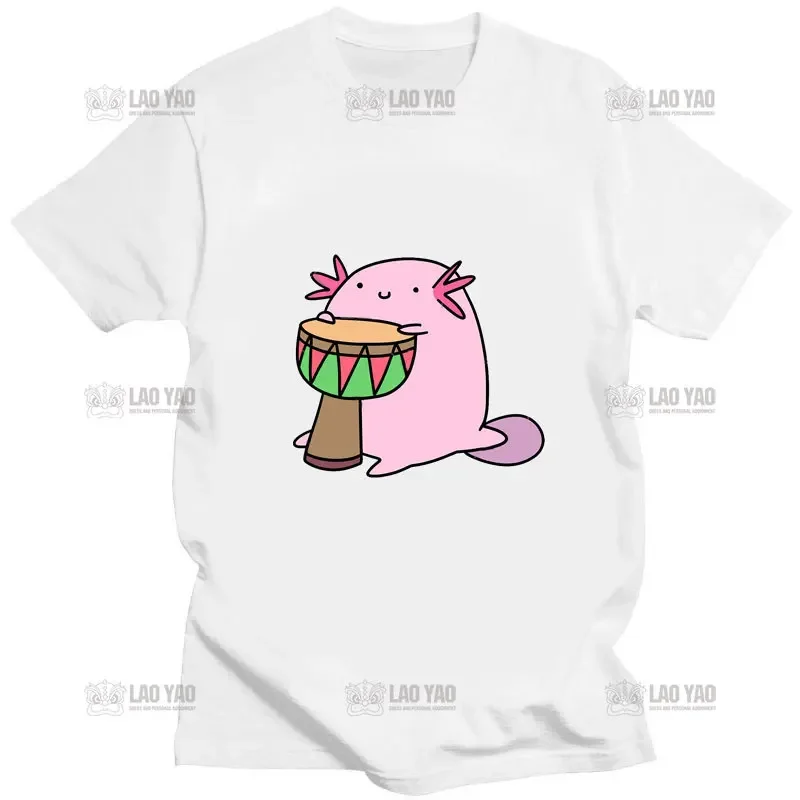 Camisa de impressão axolotl jogando videogame gamer engraçado tshirt das mulheres dos homens kawaii de manga curta algodão streetwear adorável camiseta unisex topo