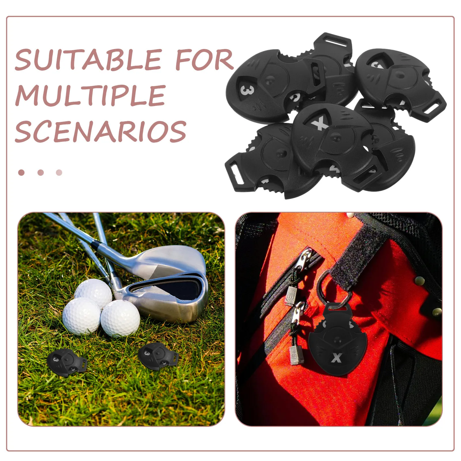 6Pcs Heart-Shaped Rotating Golf Club Number Tags Plastic Headcover Labels Flexible Stylish Identification Markers for Woods