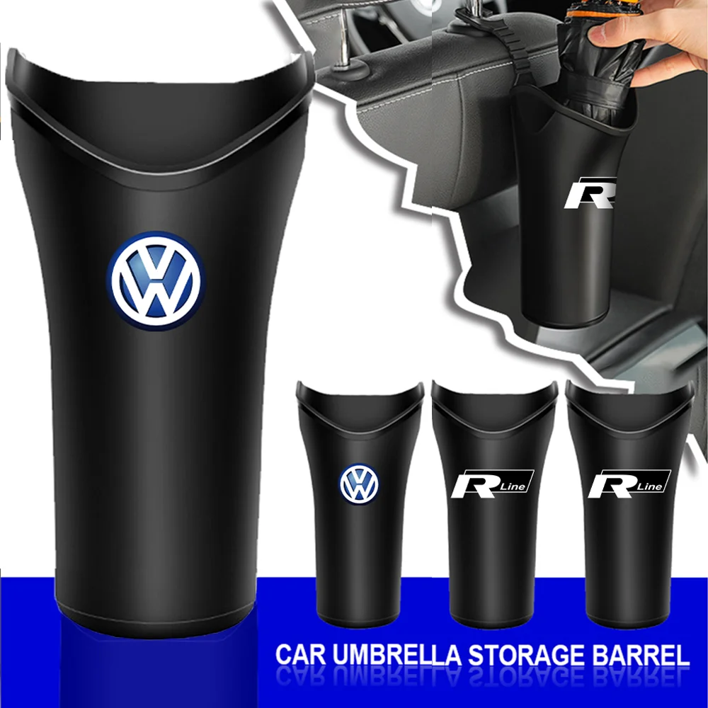 1Pcs Multifunctional Car Umbrella Storage Bucket Waterproof Umbrella Stand For VW RLINE golf Polo Tiguan B6 GTI Car Accessories